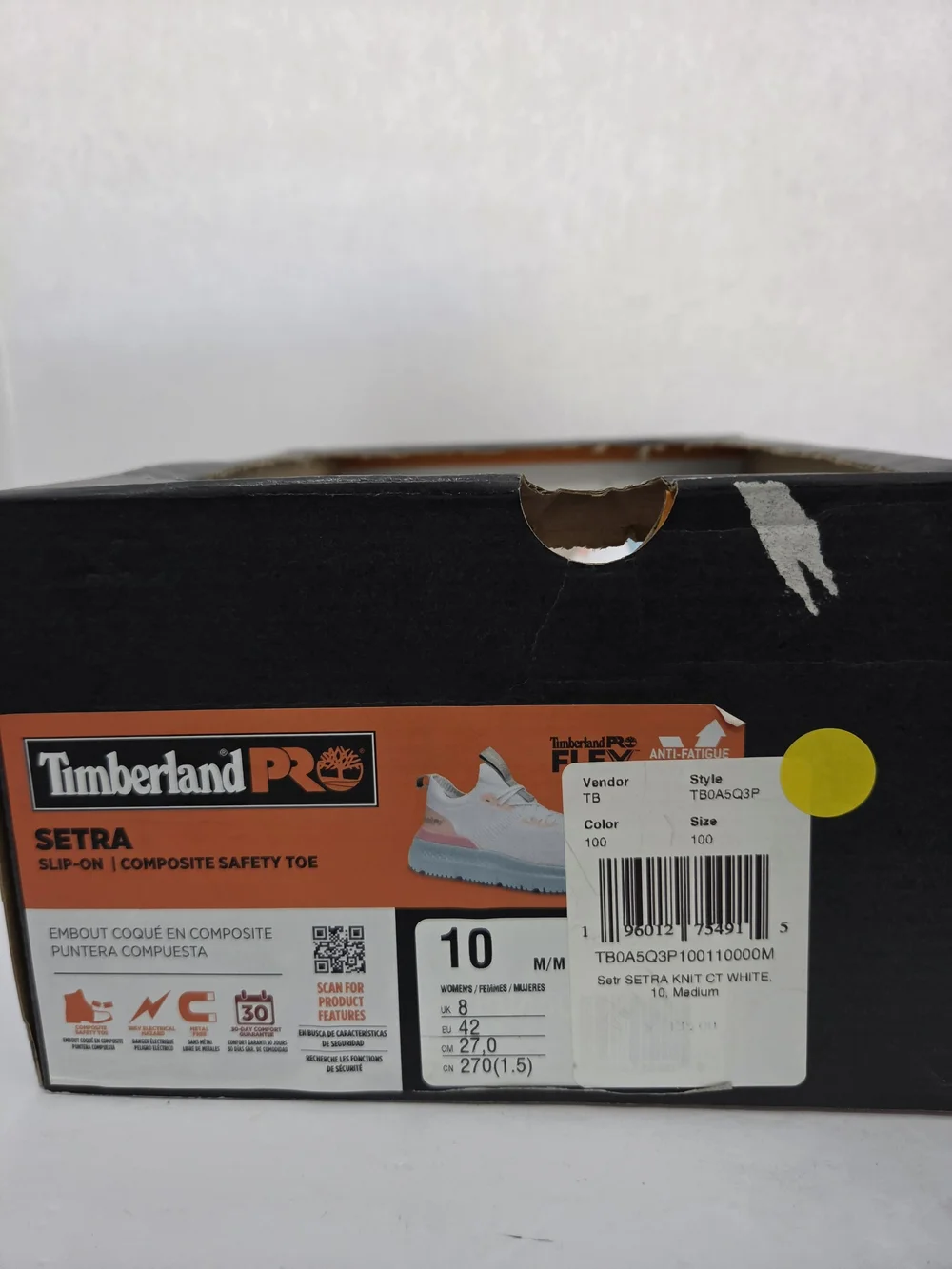 Timberland PRO Setra Knit Womens Shoes Sz 9.5 M White Peach Safety Toe Sneakers